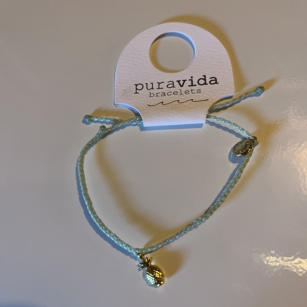 NWT Pura Vida Bracelets Gold Bitty Pineapple Seafoam Women's Rope Bracelet